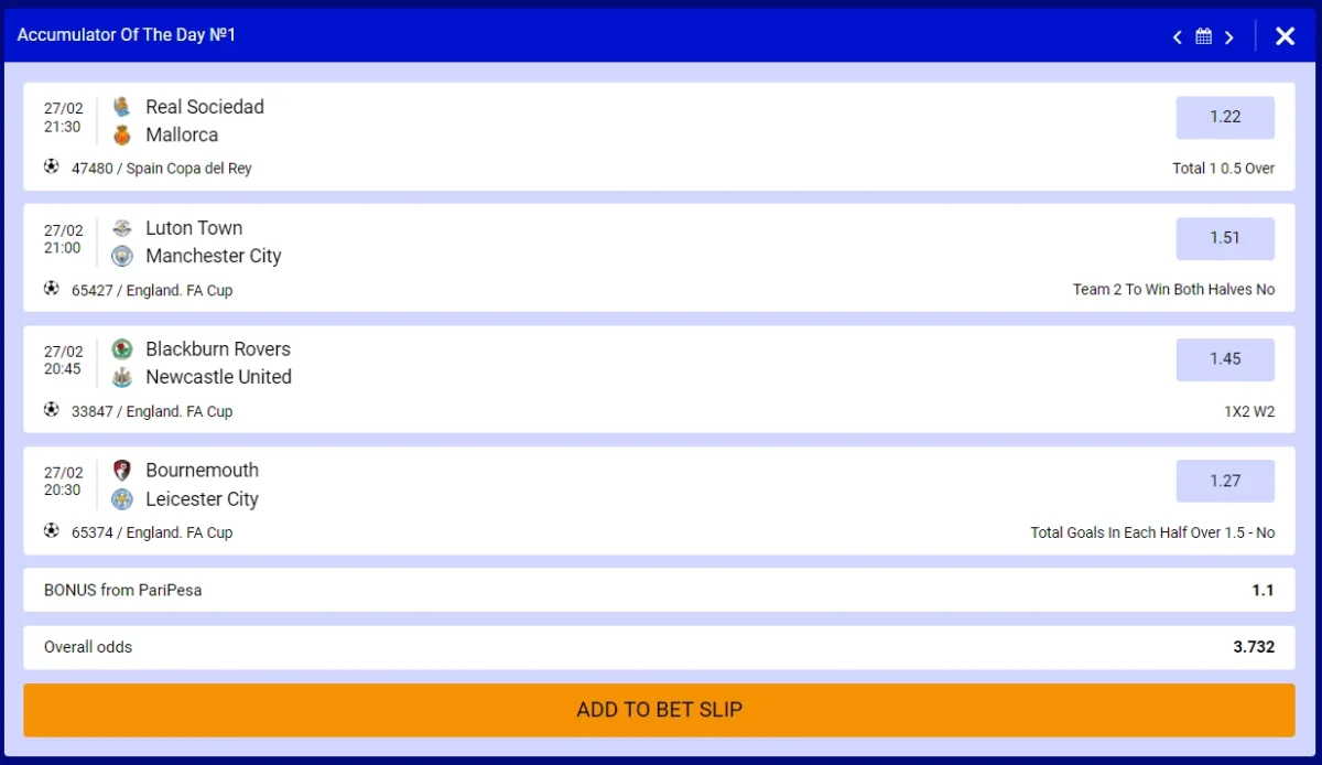 paripesa accumulator