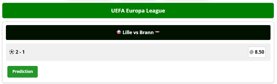 lille vs brann correct score