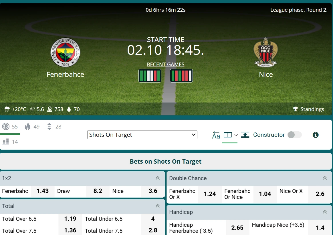 22bet betting options
