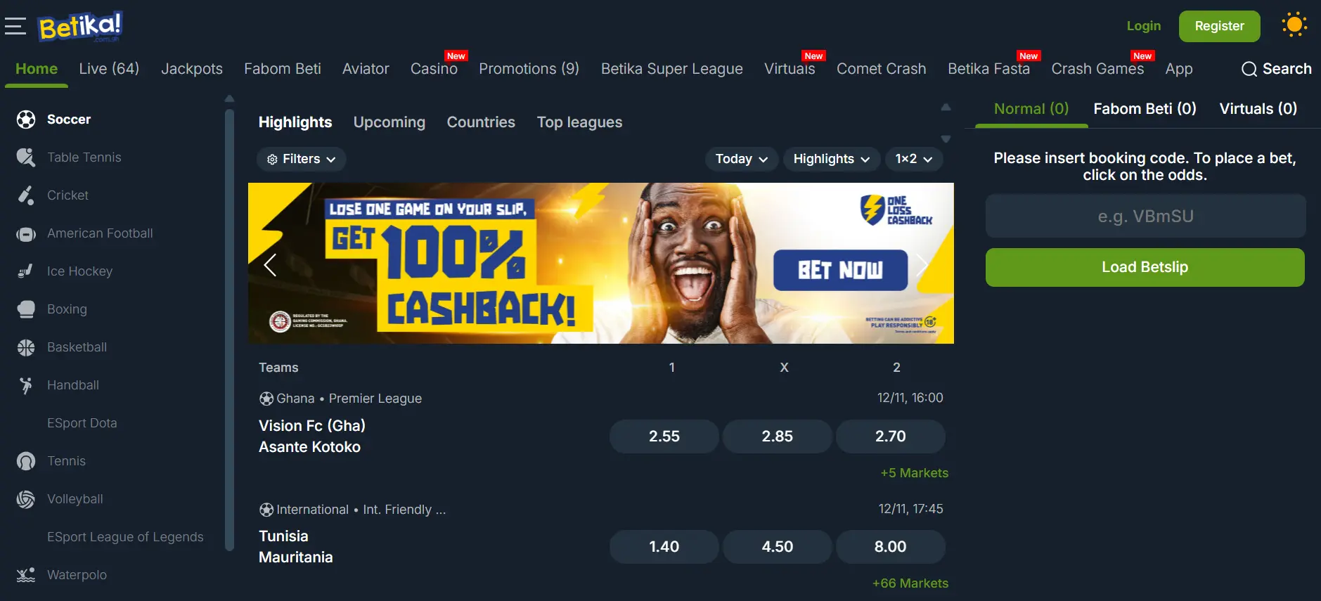 betika ghana landing page