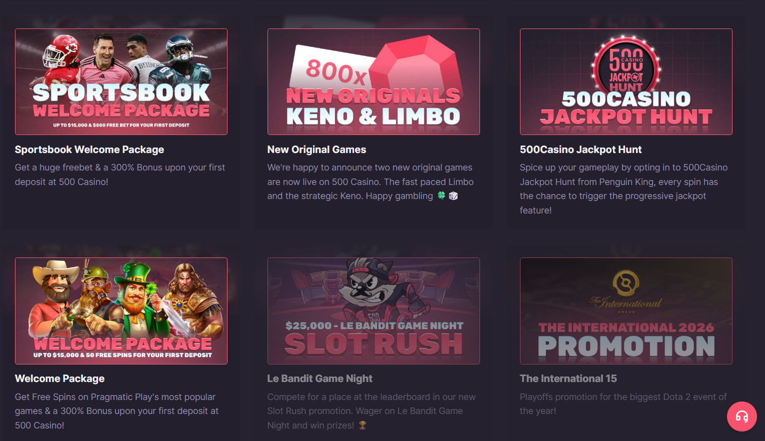 500casino promotions