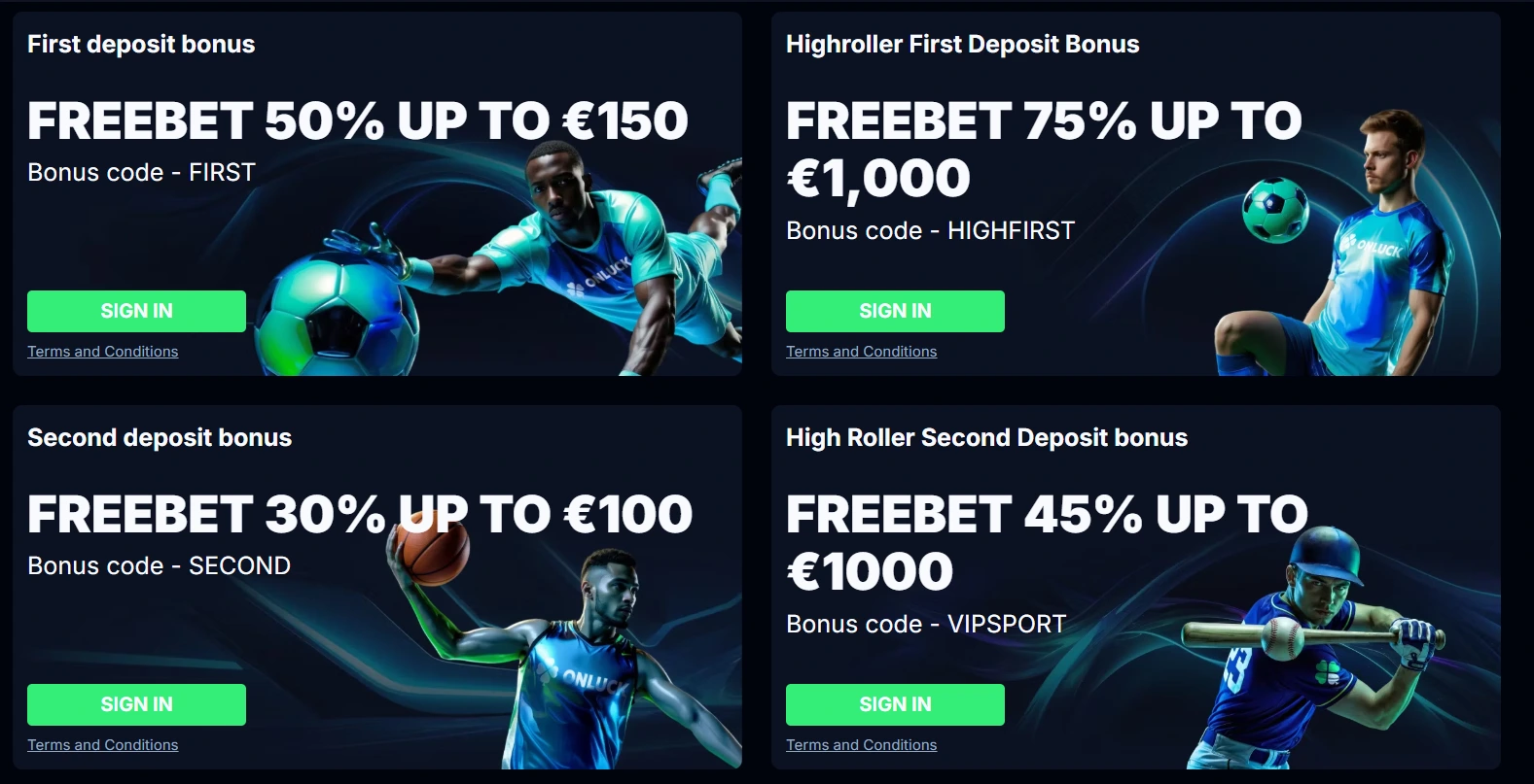bonus on onluck casino