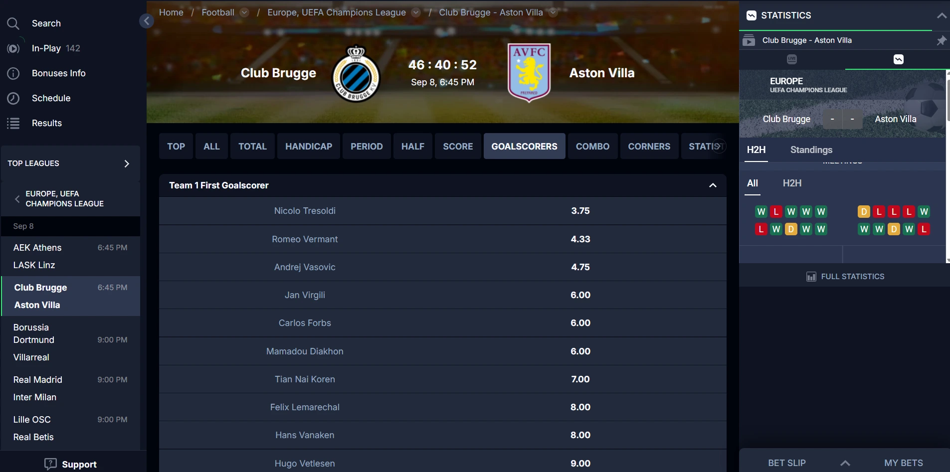 onluck casino betting markets