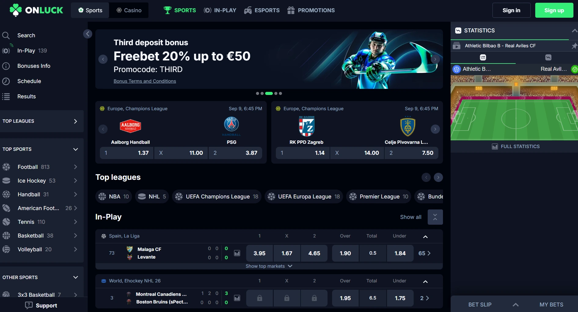 onluck casino landing page